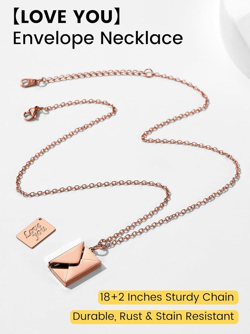 KeyStyle Personalized Envelope Locket Necklace for Women, Custom Love Letter Message Necklaces Birthstone Photo Jewelry Mother's Day Christmas Gift for Fiancee Mom Wife - Image 4